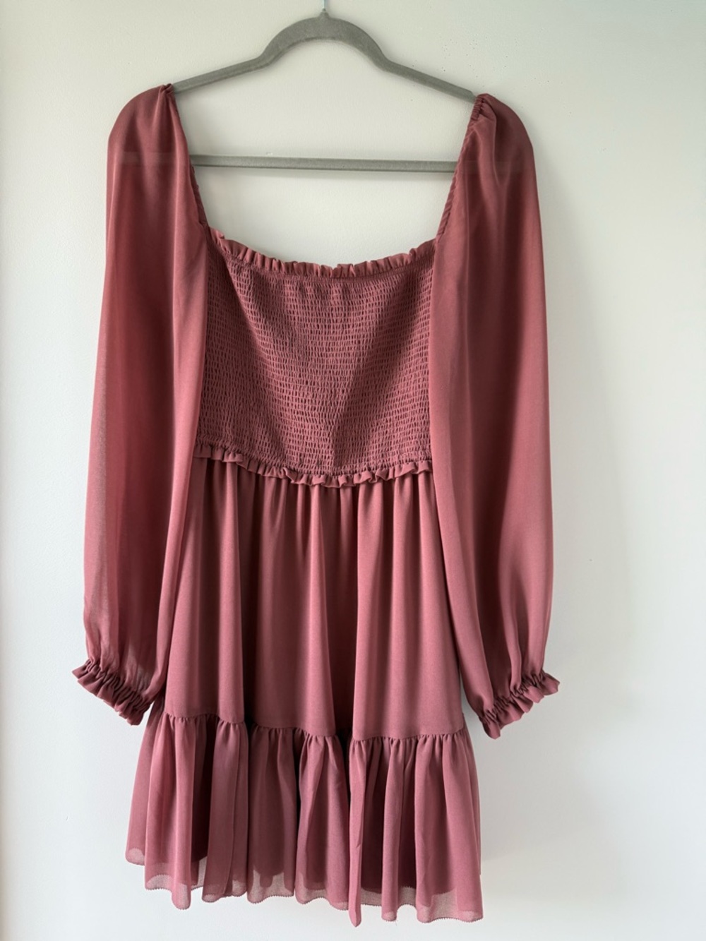 Wilfred Long Sleeve Smocked Mini Dress